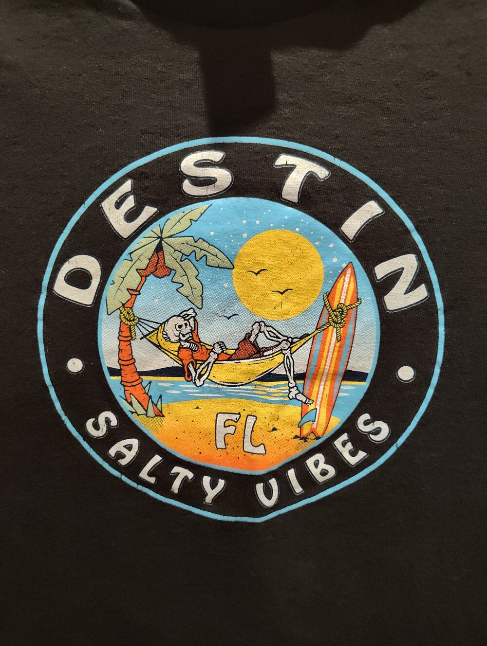 Youth L/XL Destin Salty Vibes Graphic Tee - Black with Multicolor Print
